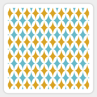 Mid Century Orange And Blue Funky Diamonds Sticker